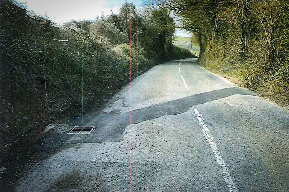 A new drain and a strip of new tarmac across part of the B3081 Dropping Lane in Bruton.