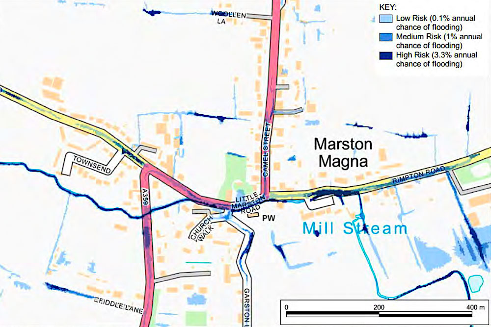 Flood works completed along A359 at Marston Magna Somerset Rivers